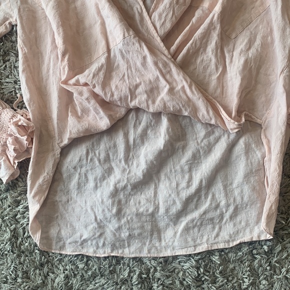 ALL SAINTS Crossover High Lo Flowy Blouse Blush Pink - Picture 3 of 16